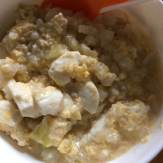 離乳食⭐味噌汁取り分け豆腐と卵のおじや